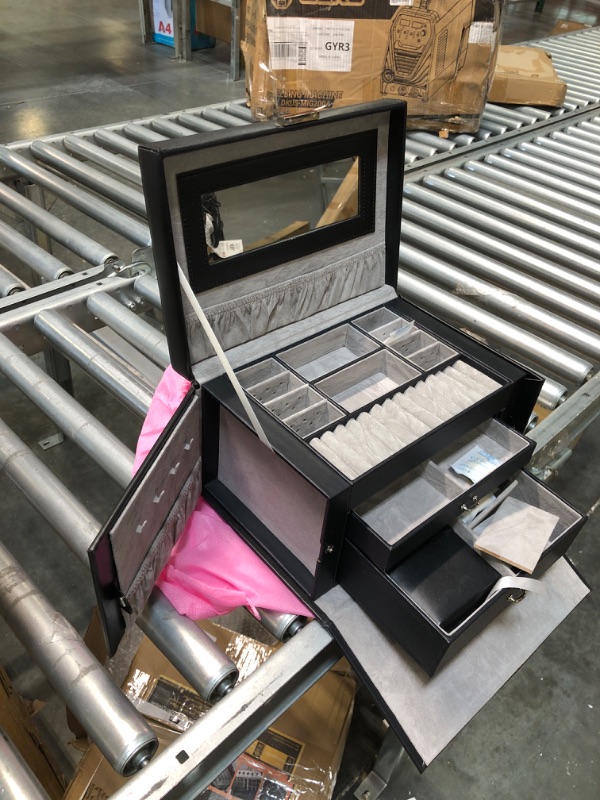 Photo 1 of Black Leather Jewelry Box Travel Case and Lock