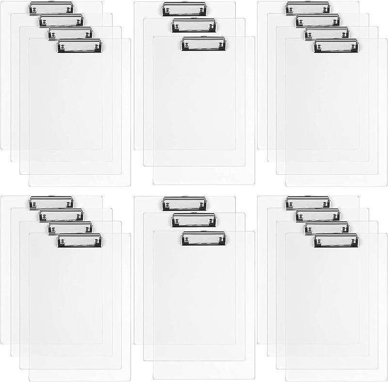 Photo 1 of 22 Pieces Plastic Clipboards Multi Pack Clipboard Hanging Low Clip Acrylic Clipboards Letter Size Clipboard Cute Portable Clip Board for Teacher Classroom Office Supplies (Transparent White Style