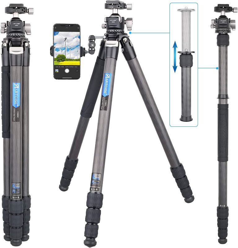 Photo 1 of Carbon Fiber Heavy Duty Tripod ARTCISE 81'' Professional Tripod for Camera, 10-Layer Carbon Fibre Tube, 32.5mm Leg with Low Profile Tripod Ball Head for Canon Nikon Sony, DSLR SLR Digital Camcorder