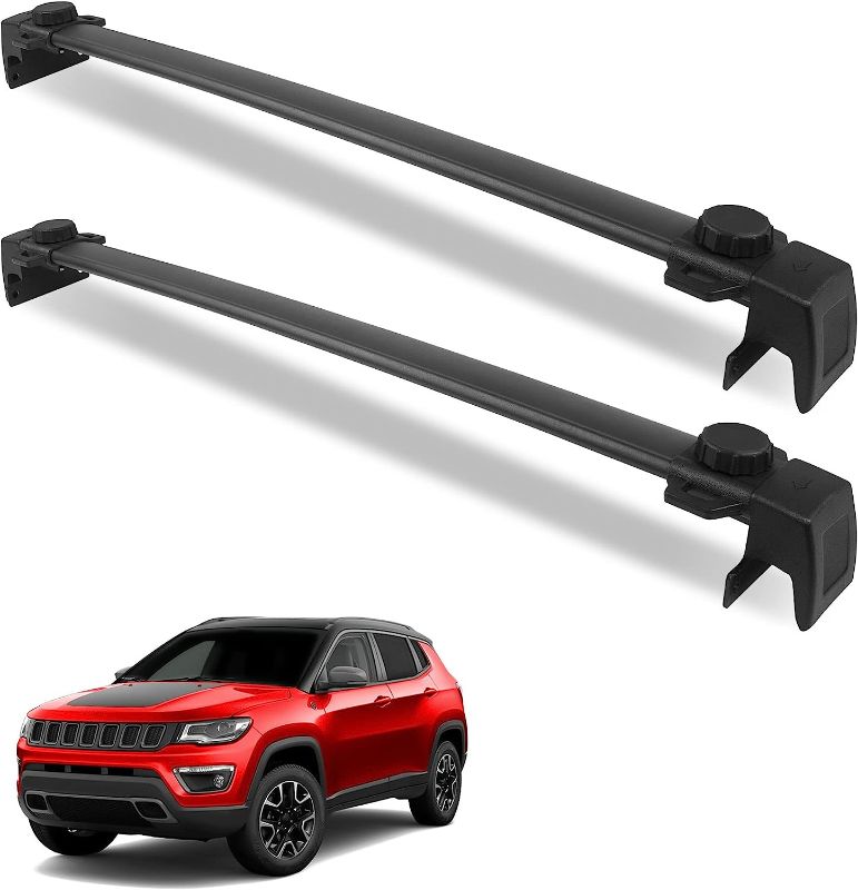 Photo 1 of AUTOSAVER88 Roof Rack Cross Bars Compatible with 2017 2018 2019 Jeep Compass (New Body) Crossbars, Raised Side Rail Needed Rooftop Aluminum Luggage Cargo Carrier Bag Bike 150 lbs Load Capacity