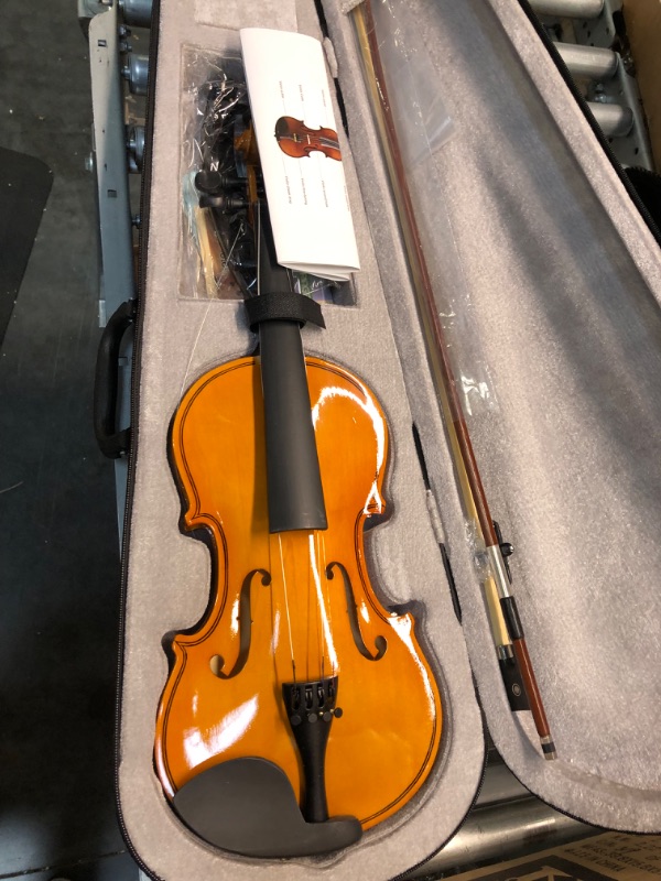 Photo 2 of 3/4 Violin Set Fiddle EVA-3 Matte fo Beginners with Hard Case, Rosin, Shoulder Rest, Bow, and Extra Strings (Imprinted Finger Guide on Fingerboard)