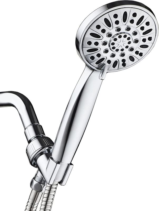 Photo 1 of AquaDance 3316 High Pressure 6-Setting 4" Chrome Face Hand Held Head with Hose for The Ultimate Shower Experience Officially Independently Tested to Meet Strict US Quality & Performance Standards