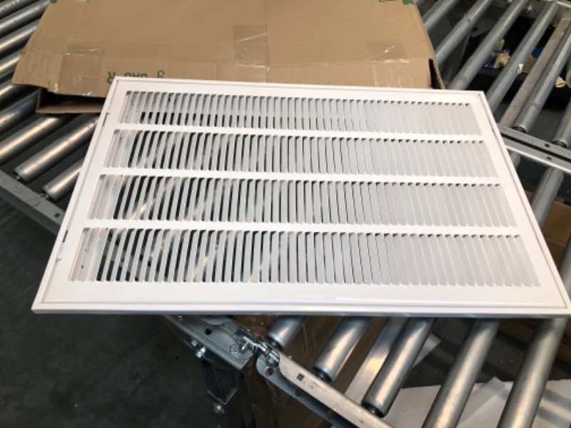 Photo 4 of 16" X 25" Steel Return Air Filter Grille for 1" Filter - Easy Plastic Tabs for Removable Face/Door - HVAC DUCT COVER - Flat Stamped Face -White [Outer Dimensions: 17.75w X 26.75h]