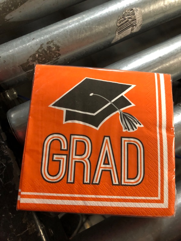 Photo 2 of Graduation School Spirit Orange Beverage Napkins, 108 ct