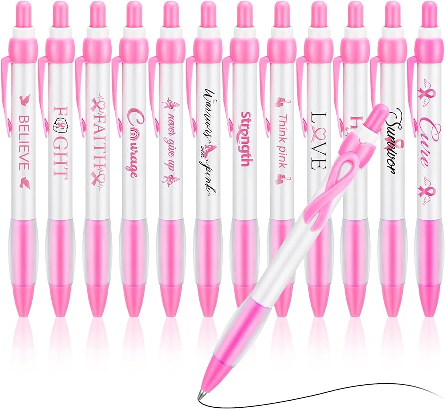 Photo 1 of Ctosree 240 Pcs Breast Cancer Awareness Pens Gifts Bulk 12 Style Pink Ribbon