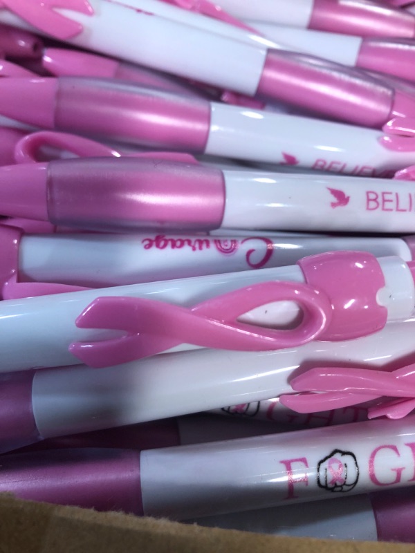 Photo 3 of Ctosree 240 Pcs Breast Cancer Awareness Pens Gifts Bulk 12 Style Pink Ribbon