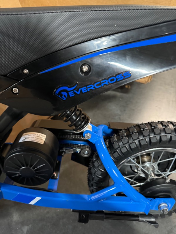 Photo 4 of EVERCROSS EV12M 36V Electric Dirt Bike,300W Motor, 15.5 Miles Range & 9.3 Mph Electric Motorcycle, 3 Speed Modes, Electric Dirt Bike for Kids Ages 3-12 Blue