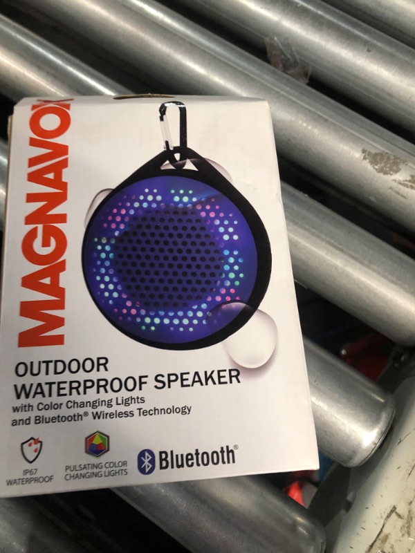 Photo 3 of Magnavox MMA3623-BL Outdoor Waterproof Speaker with Color Changing Lights in Blue | Bluetooth Wireless Technology | Rechargeable Battery |