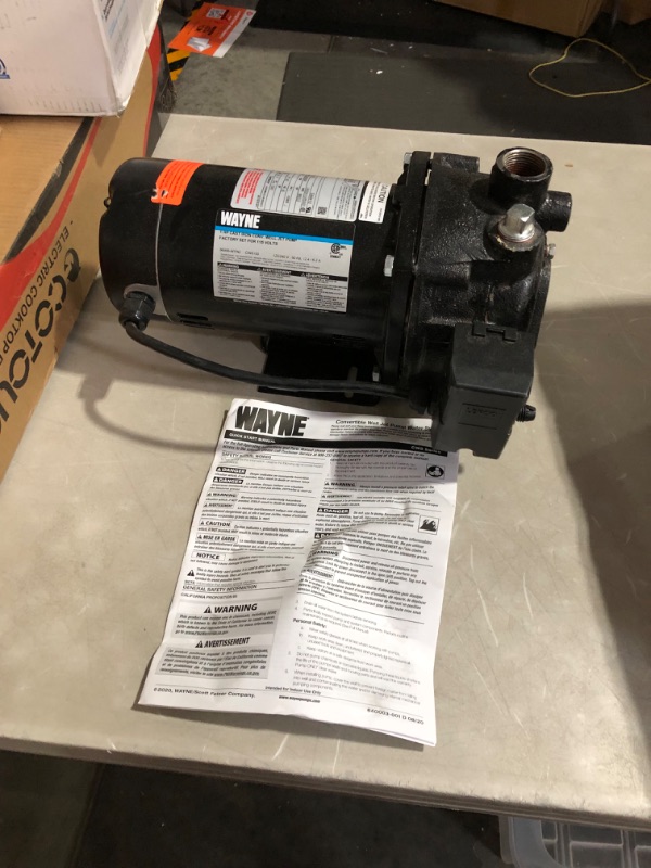 Photo 8 of ***NOT FUNCTIONAL - FOR PARTS - NONREFUNDABLE - SEE COMMENTS***
WAYNE CWS100 - 1 HP Cast Iron Convertible Jet Well Pump - Up to 588 Gallons Per Hour