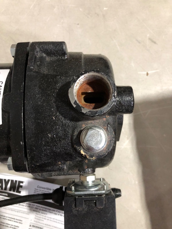 Photo 5 of ***NOT FUNCTIONAL - FOR PARTS - NONREFUNDABLE - SEE COMMENTS***
WAYNE CWS100 - 1 HP Cast Iron Convertible Jet Well Pump - Up to 588 Gallons Per Hour