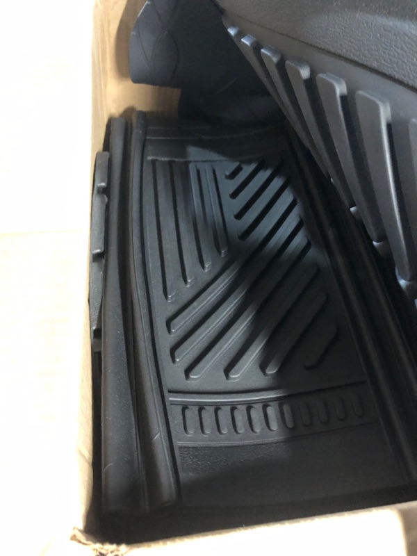 Photo 2 of Motor Trend FlexTough Performance All Weather Rubber Car Floor Mats with Cargo Liner (Black) & 923-BK Black FlexTough Contour Liners