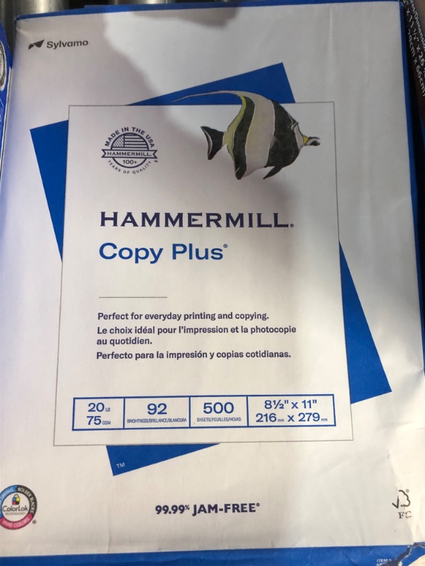 Photo 2 of Hammermill Copy Plus 8.5" x 11" Copy Paper, 20 lbs, 92 Brightness, 500/Ream, 5 Reams/Carton