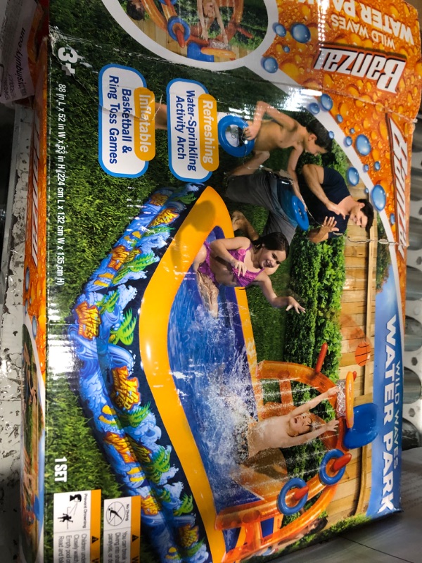 Photo 3 of BANZAI Wild Waves Water Park, Length: 88 in, Width: 52 in, Height: 53 in, Inflatable Outdoor Backyard Water Splash Toy