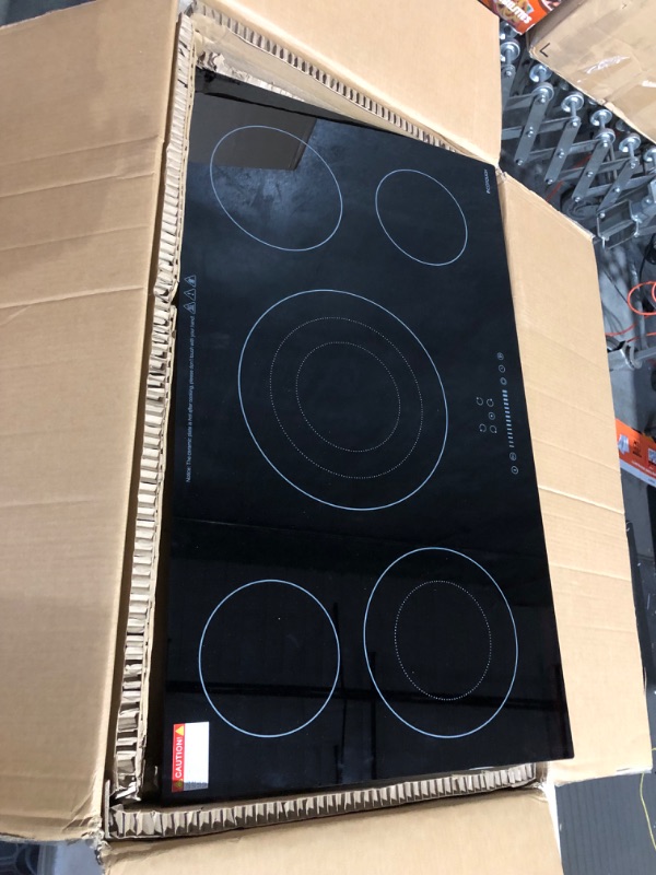 Photo 2 of ***NOT FUNCTIONAL - FOR PARTS - NONREFUNDABLE - SEE COMMENTS***
ECOTOUCH 9600W 36 Inch Electric Cooktop 5 Burners,Built-in,ETL & FCC Certificated,Quick Boil,Dual Triple Ring