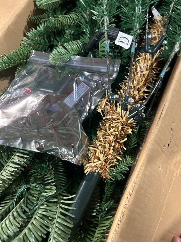 Photo 1 of Alupssuc 7.5ft Prelit Premium Artificial Hinged Christmas Tree, Warm White & Multi-Color Lights with Remote Control, 1120 PE & PVC Branch Tips and Foldable Metal Stand for Xmas Decoration, 7.5 FT 7.5ft / pe+pvc layer tree