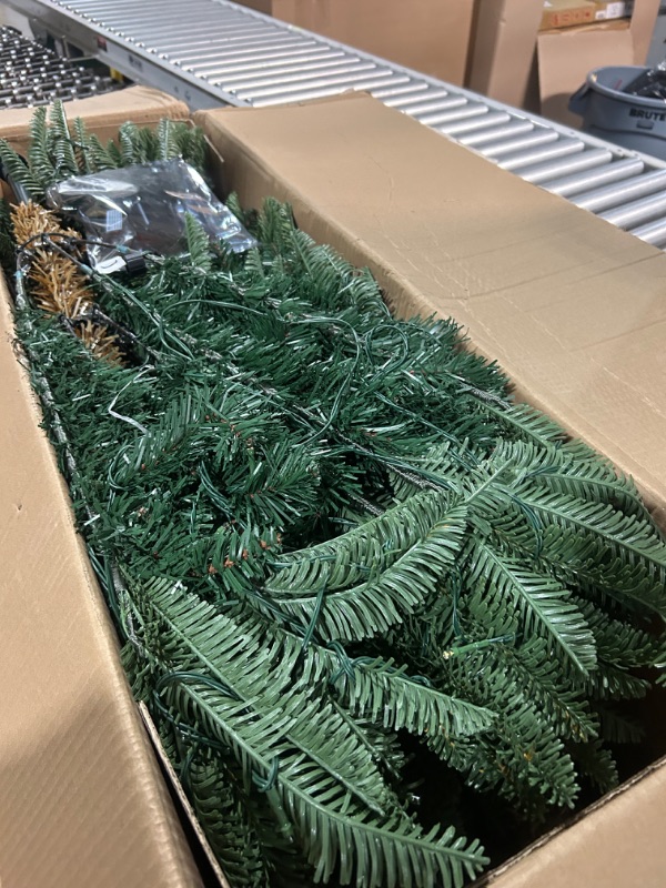 Photo 1 of Alupssuc 7.5ft Prelit Premium Artificial Hinged Christmas Tree, Warm White & Multi-Color Lights with Remote Control, 1120 PE & PVC Branch Tips and Foldable Metal Stand for Xmas Decoration, 7.5 FT 7.5ft / pe+pvc layer tree