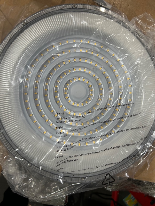 Photo 3 of  LED High Bay Light 150W 21,000 lm 5000K LED UFO Light 5' Cable with US Plug for Factory Warehouse Workshop Gym Barn Garage 2023 New ETL Listed 150W-1Pack *STOCK PHOTO REF. ONLY