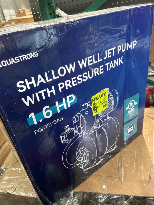 Photo 2 of Aquastrong 1.6HP Shallow Well Pump with Pressure Tank, NSF Certified, 1320GPH, 115V, Stainless Steel Irrigation Pump, Automatic Water Booster Jet Pump for Home, Garden, Lawn… 1.6 Hp With Tank?hsf?