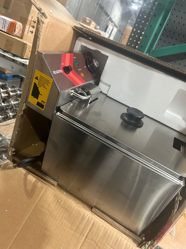 Photo 1 of EGGKITPO Deep Fryer with Basket Commercial 12L Electric Countertop Fryer Stainless Steel Deep Fryers for Restaurant Home Use with Extra Large Frying Basket and Lid, 120V, 1800W