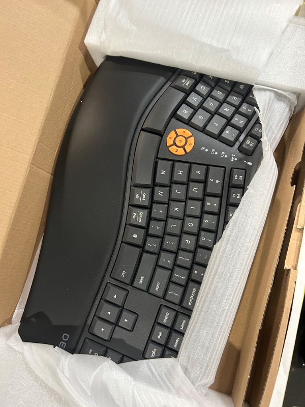 Photo 3 of DeLUX Wireless Ergonomic Keyboard, Ergo Split Keyboard with Palm Rest for Natural Typing, 2.4G and Bluetooth, Full Size and US Layout, Compatible with Windows and Mac OS (GM905-Graphite)