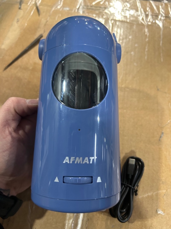 Photo 4 of AFMAT Electric Pencil Sharpener, Fully Automatic Pencil Sharpener for Colored Pencils 7-11.5mm, Auto in & Out, Rechargeable Hands-Free Pencil Sharpener for Large Pencils, Christmas Gift, Blue