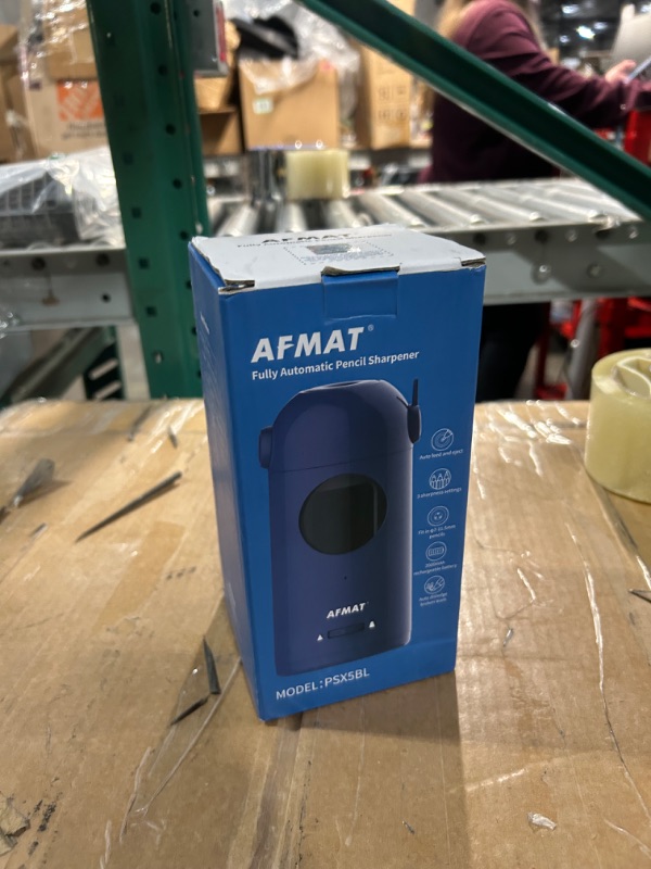 Photo 2 of AFMAT Electric Pencil Sharpener, Fully Automatic Pencil Sharpener for Colored Pencils 7-11.5mm, Auto in & Out, Rechargeable Hands-Free Pencil Sharpener for Large Pencils, Christmas Gift, Blue