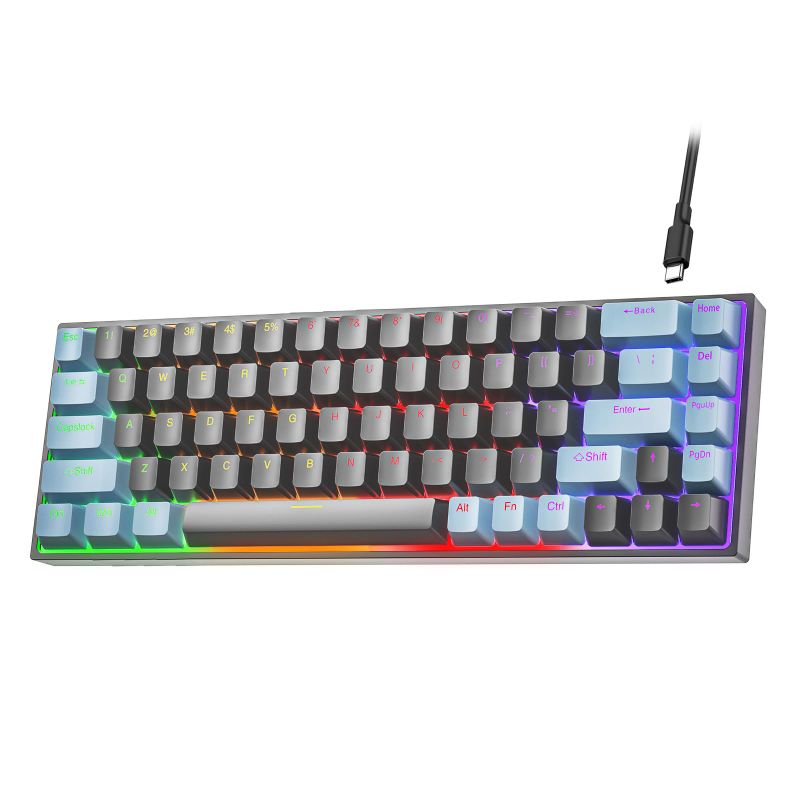 Photo 1 of Taiahiro 60% Percent Mechanical Gaming Keyboard, 68 Keys Portable Wired RGB Backlit Keyboard with Detachable Type-C Cable