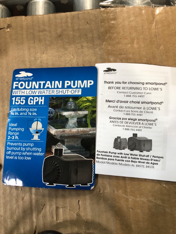 Photo 3 of (PARTS ONLY NO REFUNDS) smartpond Low Water Shut-off 155-GPH Submersible Fountain Pump