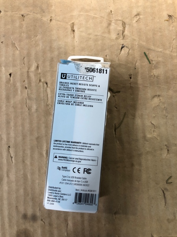 Photo 1 of Utilitech 9-ft Usb-c Usb-a Black Cable