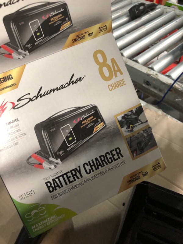 Photo 4 of Schumacher SC1363 Fully Automatic Battery Charger, Maintainer, and Auto Desulfator - 8 Amp/2 Amp, 6V/12V - For Cars, Trucks, SUVs, RV Batteries 8A