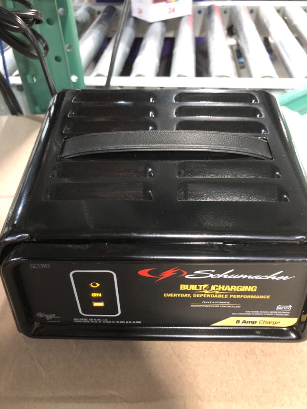 Photo 2 of Schumacher SC1363 Fully Automatic Battery Charger, Maintainer, and Auto Desulfator - 8 Amp/2 Amp, 6V/12V - For Cars, Trucks, SUVs, RV Batteries 8A