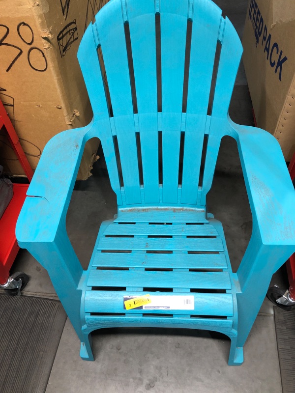 Photo 2 of *Damaged* Style Selections Patio Conversation Stackable Teal Resin Frame Stationary Adirondack Chair(s) with Solid Seat