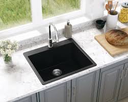 Photo 1 of *Major Damage* allen + roth Deforest Collection Dual-mount 33-in x 22-in Nero Granite Single Bowl 5-Hole Kitchen Sink