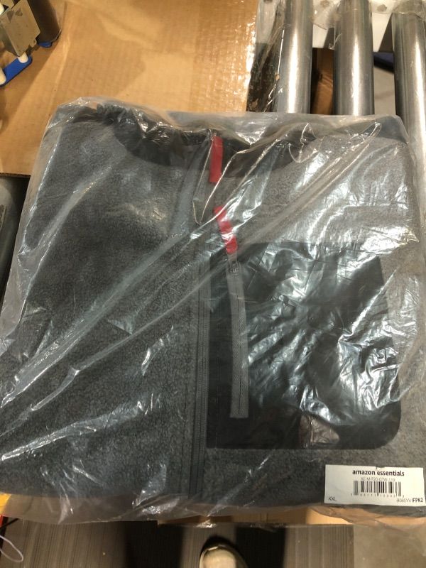 Photo 1 of Amazon Essentials Men's Full-Zip Fleece Jacket Polyester Black Charcoal Heather Color Block XX-Large