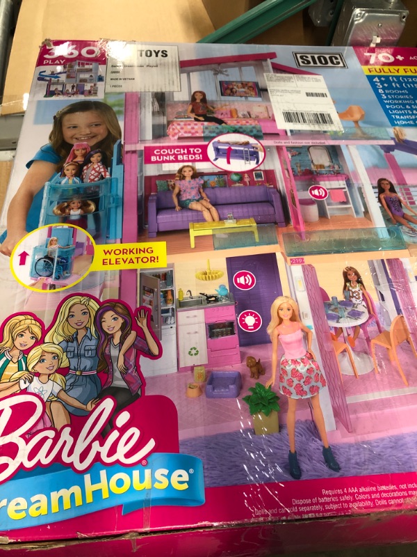 Photo 2 of * USED * 
Barbie Dreamhouse, Doll House Playset with 70+ Accessories Including Transforming Furniture, Elevator, Slide, Lights & Sounds Wheelchair Accessible Elevator