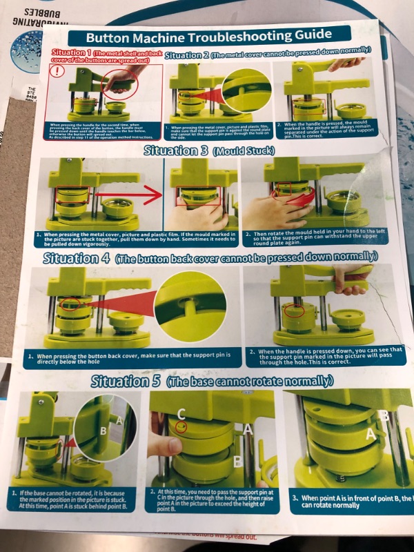 Photo 1 of Happizza Interchangeable Molds Badge Button Press Machine with 200 Sets 32mm+58mm Button Maker