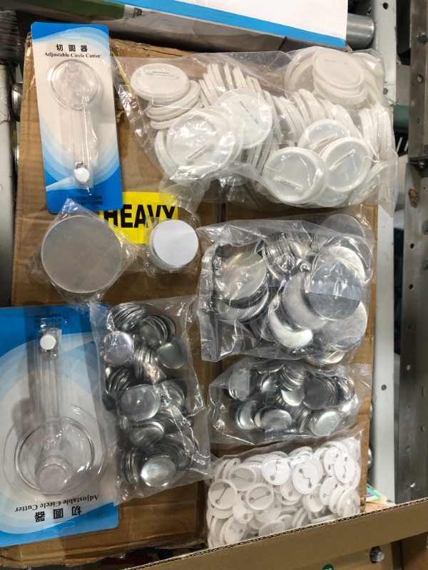 Photo 1 of Happizza Interchangeable Molds Badge Button Press Machine with 200 Sets 32mm+58mm Button Maker