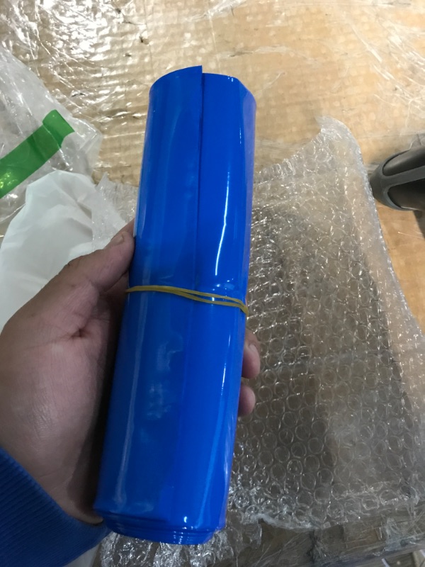 Photo 2 of 200mm(7.9in) Width PVC Heat Shrink Wrap Tube 18650 21700 26650 Lithium Battery DIY Battery Pack 3M(9.9ft) Length Blue 200mm(7.9in) 3M(9.9ft)