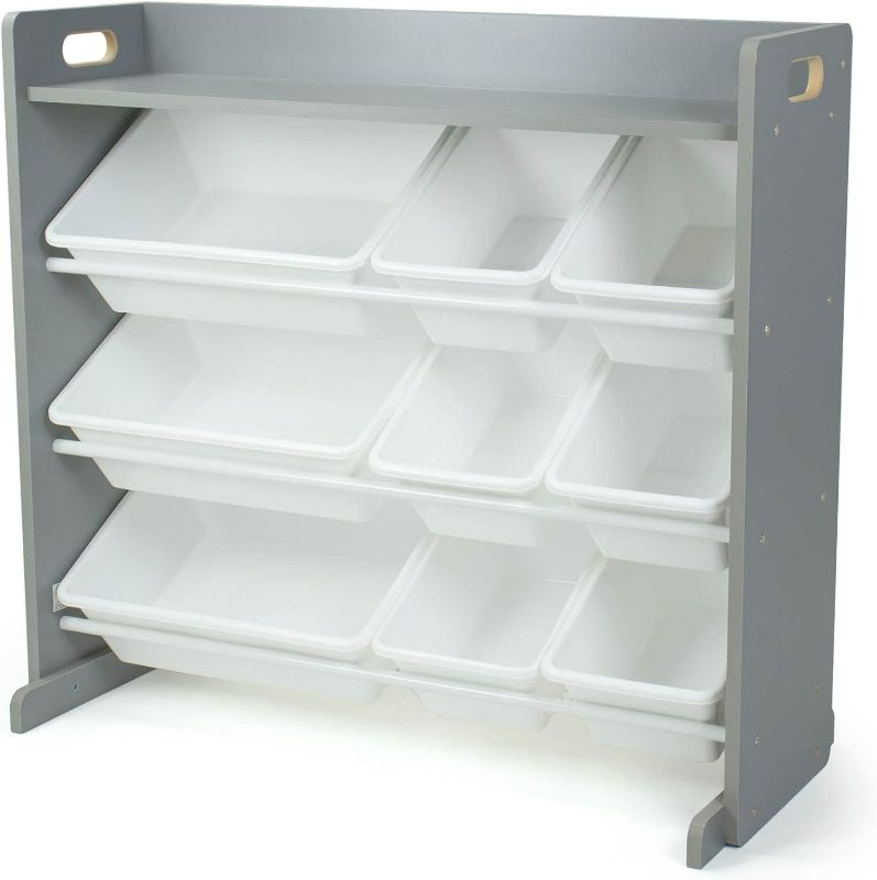 Photo 1 of ***USED - LIKELY MISSING PARTS***
Humble Crew Inspire Toy Organizer with Shelf and 9 Storage Bins, Grey/White