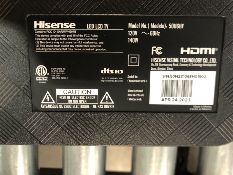 Photo 8 of * IMPORTANT * SEE CLERK NOTES *
Hisense 50-inch ULED U6HF Series Quantum Dot QLED 4K UHD Smart Fire TV (50U6HF), Black
