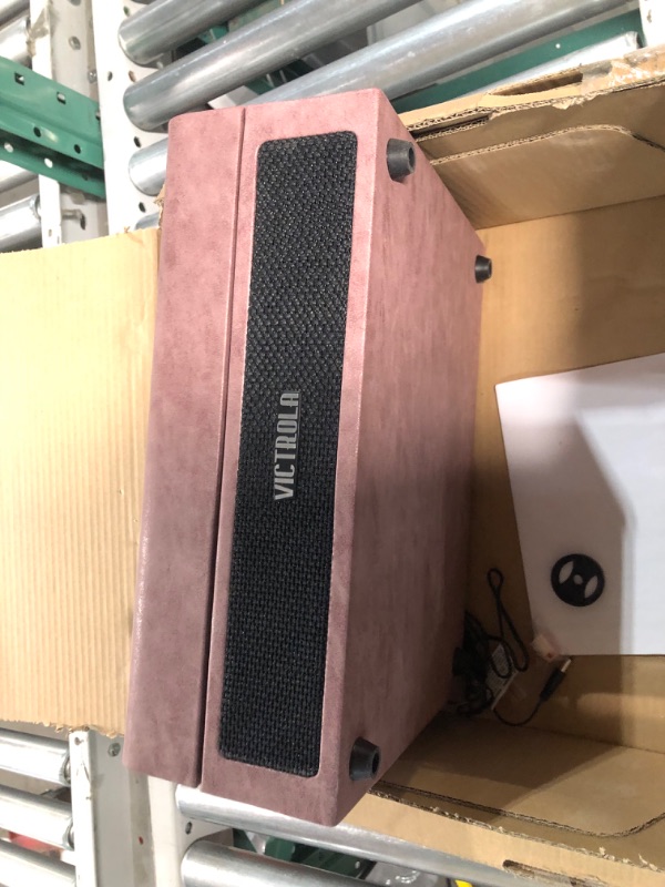Photo 1 of Victrola Parker Bluetooth Suitcase Record Player with 3-Speed Turntable, Lambskin Dusty Rose (VSC-580BT-LDR)