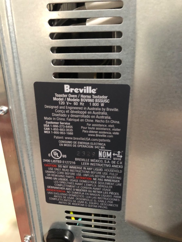 Photo 1 of **MINOR DENT**
Breville Smart Oven Air Fryer Toaster Oven, Brushed Stainless Steel, BOV860BSS
