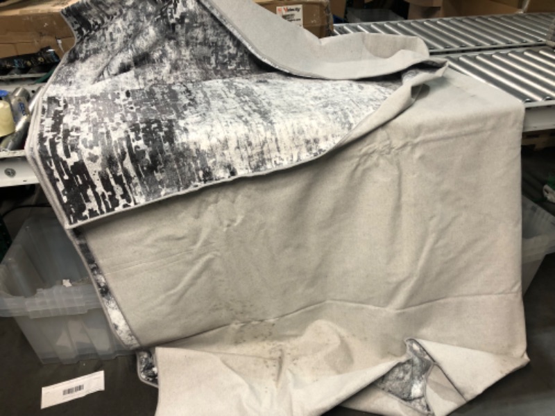 Photo 1 of ***READ NOTES***Art&Tuft Washable Rug, Anti-Slip Backing Abstract 8x10 Rug, Stain Resistant Rugs for Living Room, Foldable Machine Washable Area Rug (TPR54-Grey, 8'x10) Tpr54-grey 8'x10'
