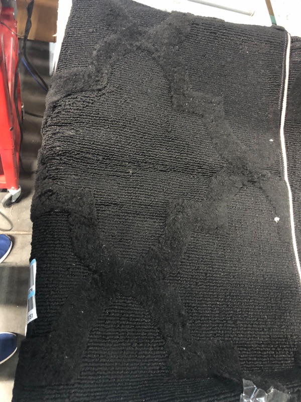 Photo 1 of ***READ NOTES***Nourison Essentials Solid Contemporary Black 6' X 9' Area Rug , 6' X 9' 6' x 9' Black