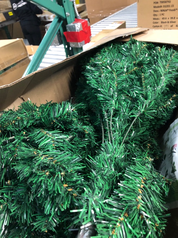 Photo 1 of ***USED***Lulu Home 6 Ft Artificial Christmas Tree with 300 LED Warm White String Lights (Not Pre-Strung) and 850 Branch Tips, 8 Lighting Modes Artificial Christmas Tree with Iron Stand
