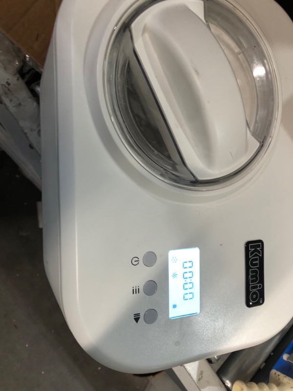 Photo 1 of ***USED***KUMIO 1 Quart Automatic Ice Cream Maker with Compressor, No Pre-freezing, 4 Modes Frozen Yogurt Machine with LCD Display & Timer, Electric Sorbet Maker Gelato Maker, Keep Cool Function