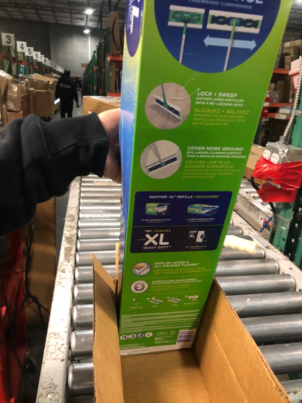 Photo 1 of Swiffer Sweeper Dry + Wet XL Sweeping Kit, 1 Sweeper, 8 Dry Cloths, 2 Wet Cloths XL Starter Kit (New!)