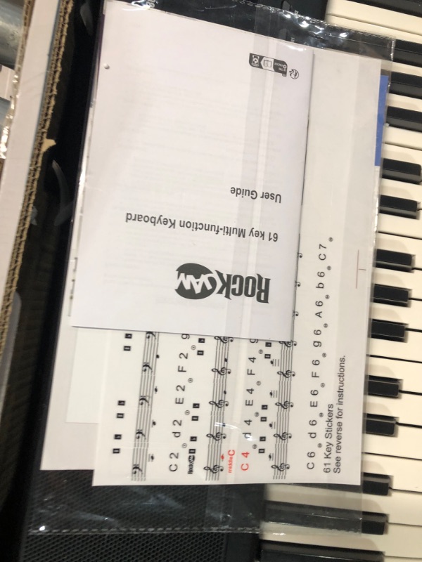 Photo 2 of ***READ NOTES***RockJam Compact 61 Key Keyboard with Sheet Music Stand, Power Supply, Piano Note Stickers & Simply Piano Lessons Compact 61 Key Keyboard Piano Piano