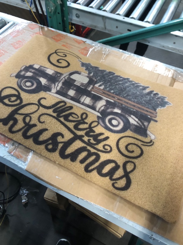 Photo 1 of * SEE NOTES * Christmas-Welcome-Doormat Outdoor Indoor - Rustic Buffalo Plaid Christmas Tree Welcome Mat for Home Decoration