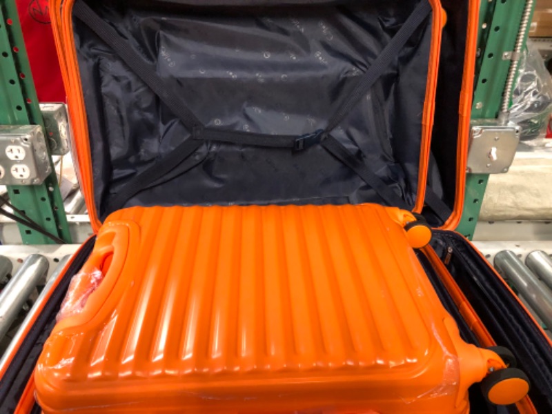 Photo 4 of **damaged zipper**Coolife Luggage Suitcase 3 Piece Set expandable (only 28”) ABS+PC Spinner suitcase with TSA Lock carry on 20 in 24in 28in (orange)